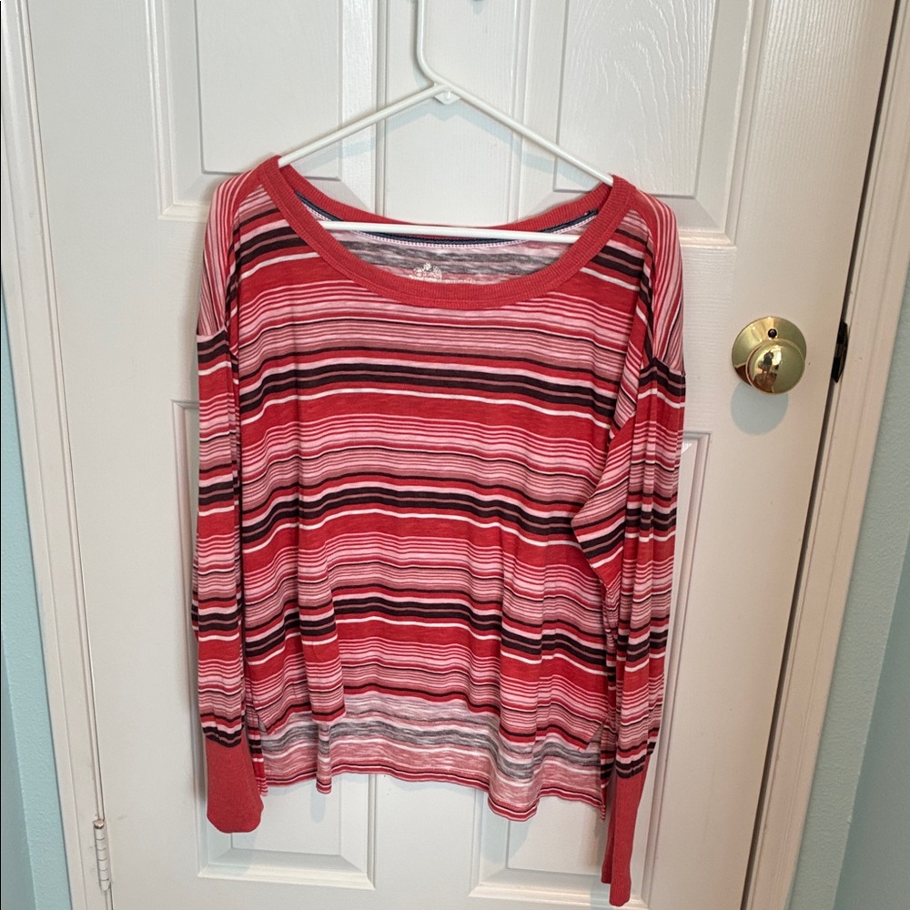 Pilcro Red and Black Striped Knit Top